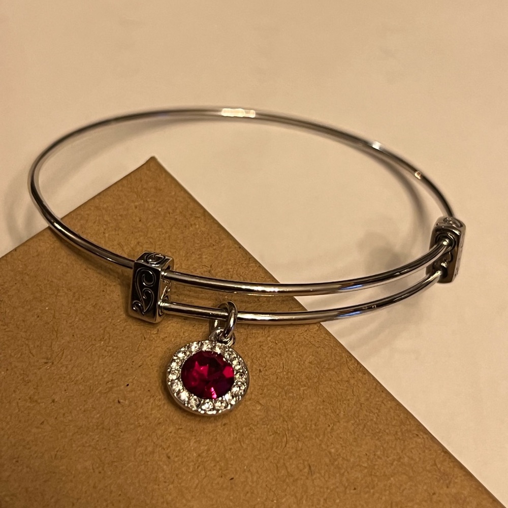Halle Joy silver faux red ruby bracelet